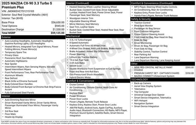 2025 Mazda Mazda CX-90 3.3 Turbo S Premium Plus