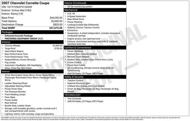 2007 Chevrolet Corvette 2dr Cpe