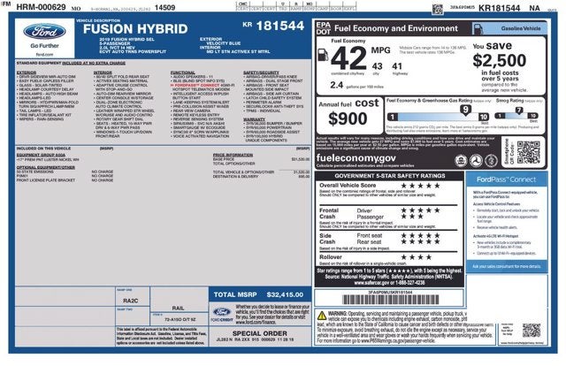 2019 Ford Fusion Hybrid SEL