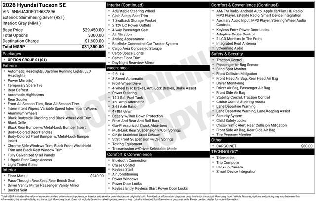2026 Hyundai Tucson SE FWD