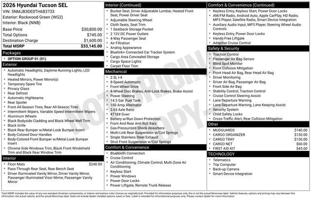 2026 Hyundai Tucson SEL FWD