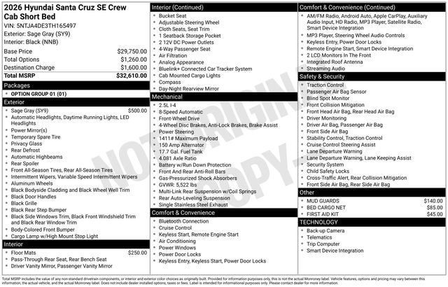 2026 Hyundai Santa Cruz SE FWD