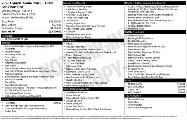 2026 Hyundai Santa Cruz SE AWD