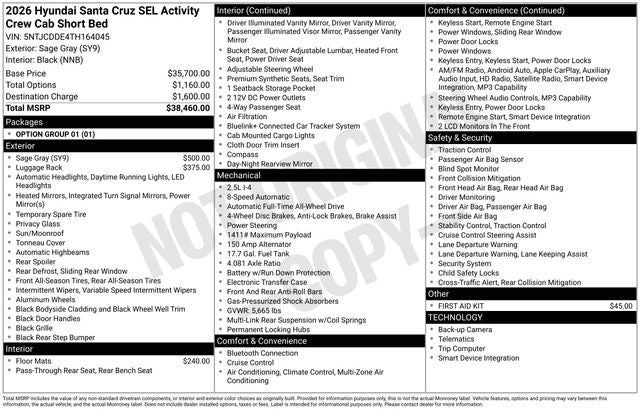 2026 Hyundai Santa Cruz SEL Activity AWD