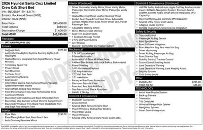 2026 Hyundai Santa Cruz Limited