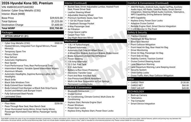 2026 Hyundai Kona SEL Premium