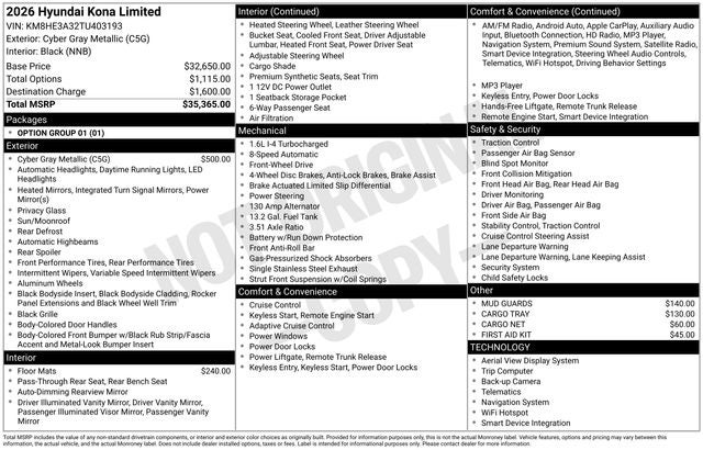 2026 Hyundai Kona Limited FWD