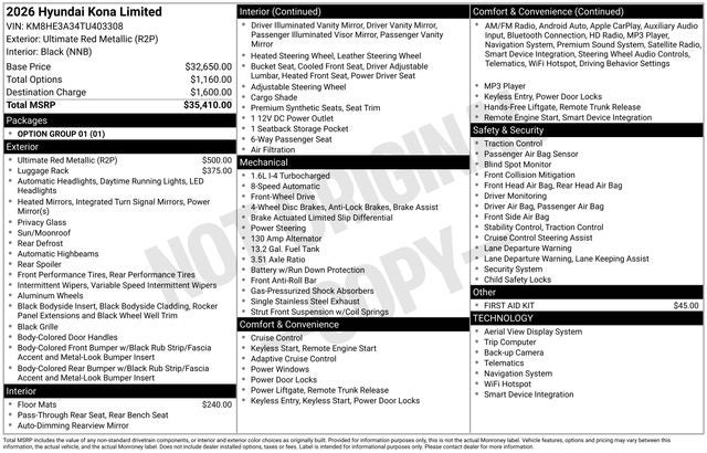 2026 Hyundai Kona Limited FWD