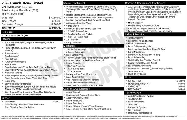 2026 Hyundai Kona Limited FWD