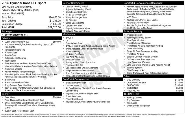 2026 Hyundai Kona SEL Sport FWD