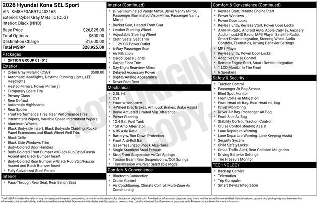 2026 Hyundai Kona SEL Sport FWD