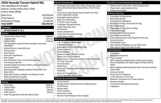2026 Hyundai Tucson Hybrid SEL