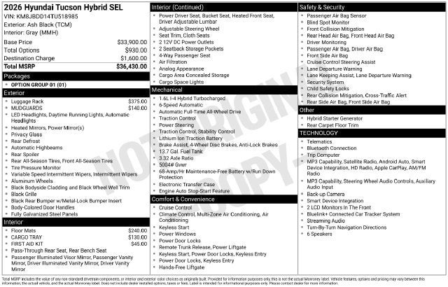 2026 Hyundai Tucson Hybrid SEL