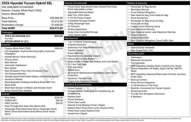 2026 Hyundai Tucson Hybrid SEL