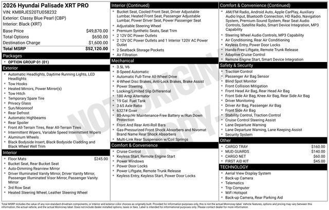 2026 Hyundai Palisade XRT Pro