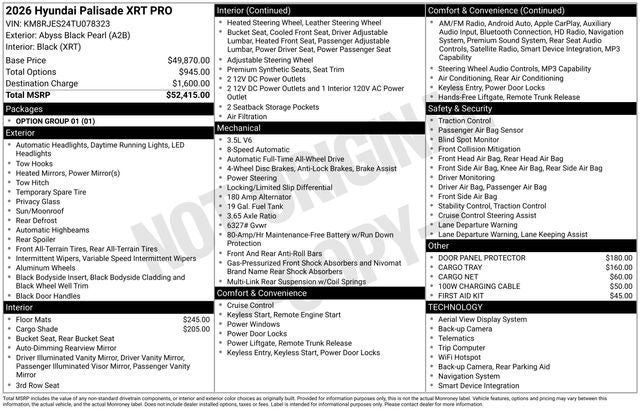 2026 Hyundai Palisade XRT Pro