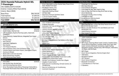 2026 Hyundai Palisade Hybrid SEL 7 Passenger