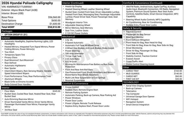 2026 Hyundai Palisade Calligraphy AWD