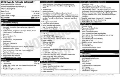 2026 Hyundai Palisade Calligraphy AWD