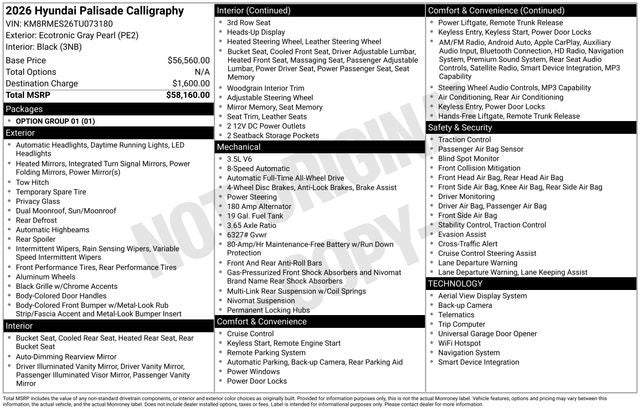 2026 Hyundai Palisade Calligraphy AWD