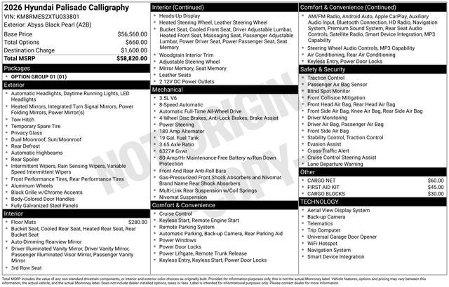 2026 Hyundai Palisade Calligraphy AWD