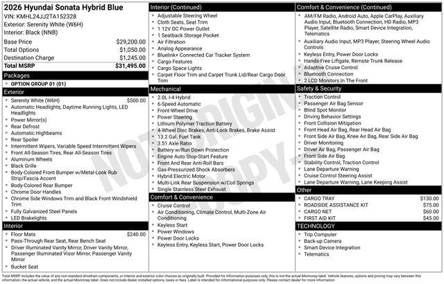 2026 Hyundai Sonata Hybrid Blue