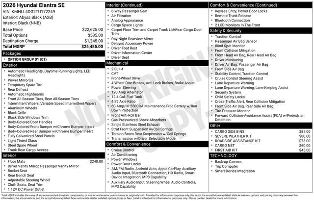 2026 Hyundai Elantra SE