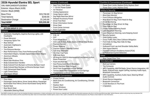2026 Hyundai Elantra SEL Sport