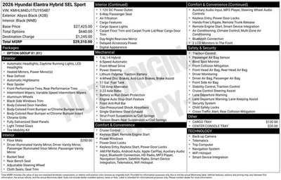 2026 Hyundai Elantra Hybrid SEL Sport