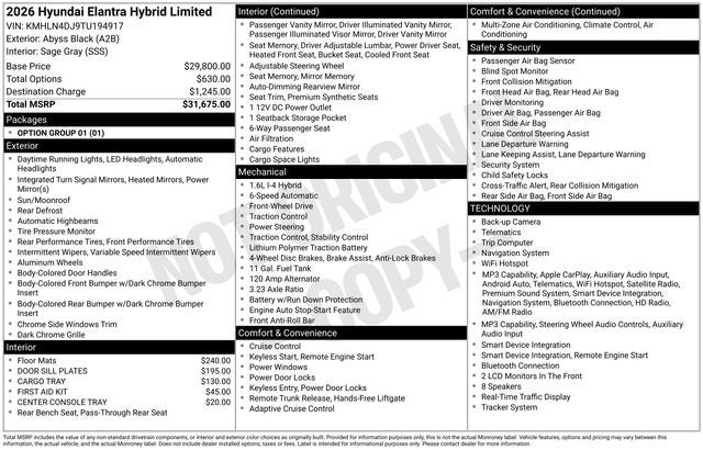 2026 Hyundai Elantra Hybrid Limited