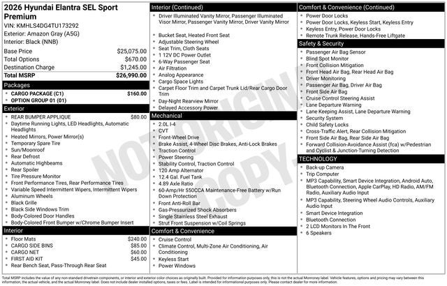 2026 Hyundai Elantra SEL Sport