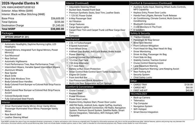 2026 Hyundai Elantra N Sedan