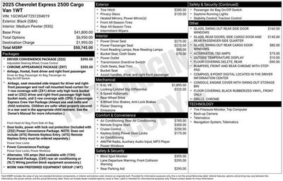 2025 Chevrolet Express Cargo Van Work Van