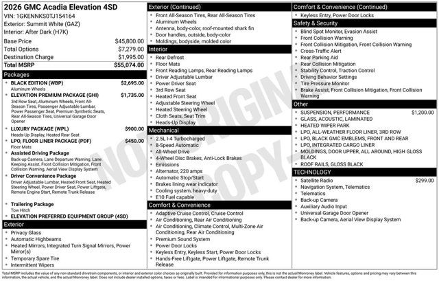 2026 GMC Acadia AWD Elevation