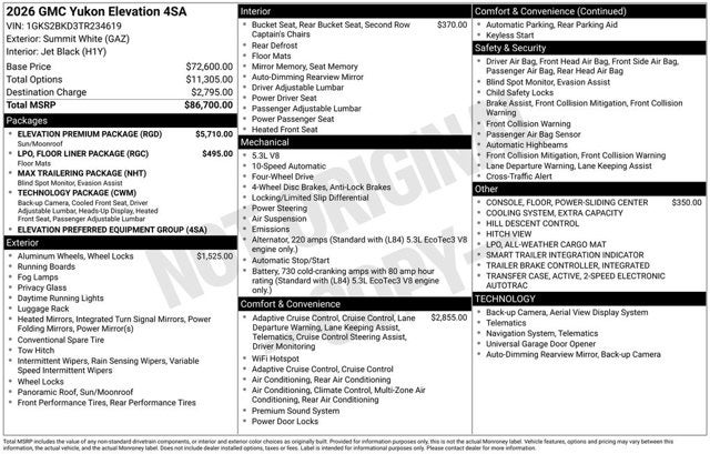 2026 GMC Yukon Elevation