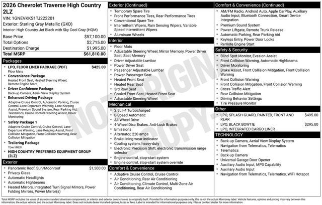 2026 Chevrolet Traverse AWD High Country
