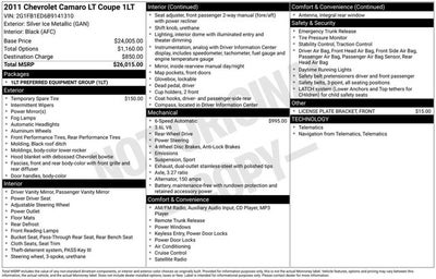 2011 Chevrolet Camaro 1LT