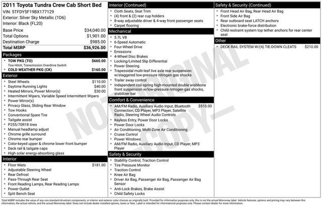 2011 Toyota Tundra 4WD Truck Grade