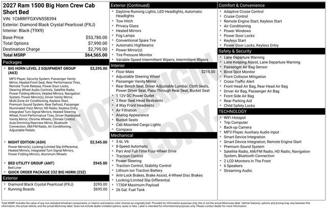 2027 RAM 1500 Big Horn/Lone Star