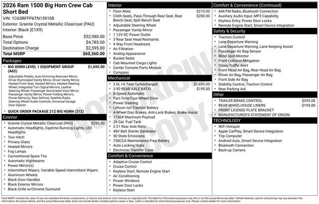 2026 RAM 1500 Big Horn/Lone Star