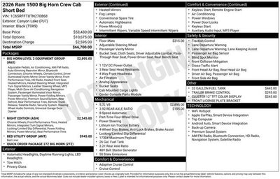 2026 RAM 1500 Big Horn/Lone Star