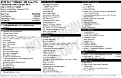2026 RAM ProMaster 1500 Low Roof