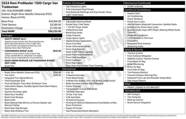2024 RAM ProMaster 1500 Low Roof