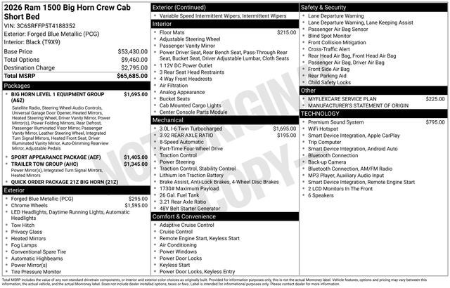 2026 RAM 1500 Big Horn/Lone Star
