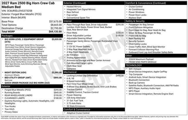 2027 RAM 2500 Big Horn