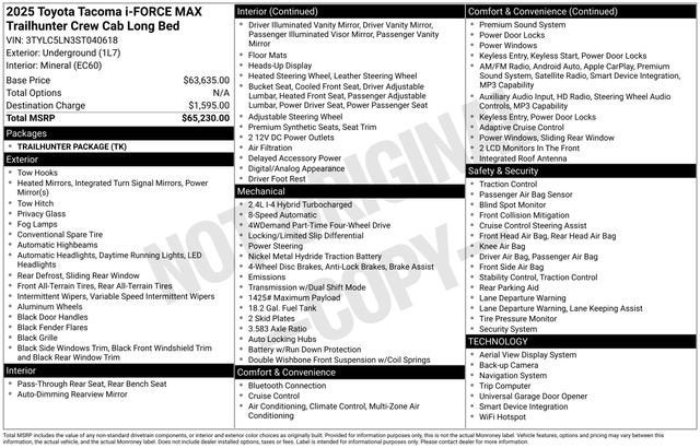 2025 Toyota Tacoma i-FORCE MAX Tacoma Trailhunter