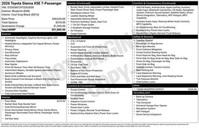 2026 Toyota Sienna XSE