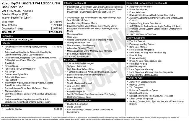 2026 Toyota Tundra 1794 Edition