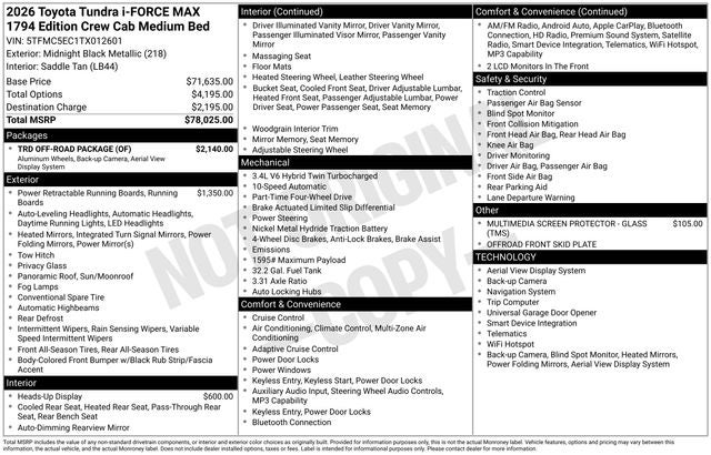 2026 Toyota Tundra i-FORCE MAX Tundra 1794 Edition