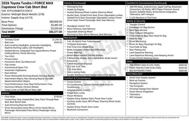 2026 Toyota Tundra i-FORCE MAX Tundra Capstone
